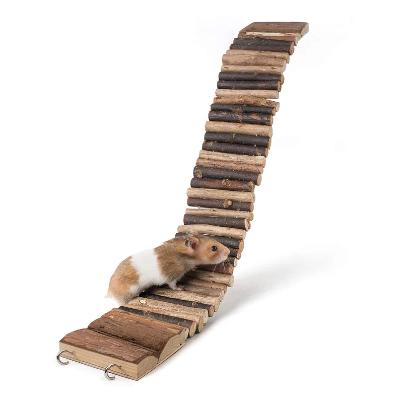 Niteangel Pont Suspendu pour Hamster — Longue Échelle en Bois pour Petits Rongeurs (55 cm)