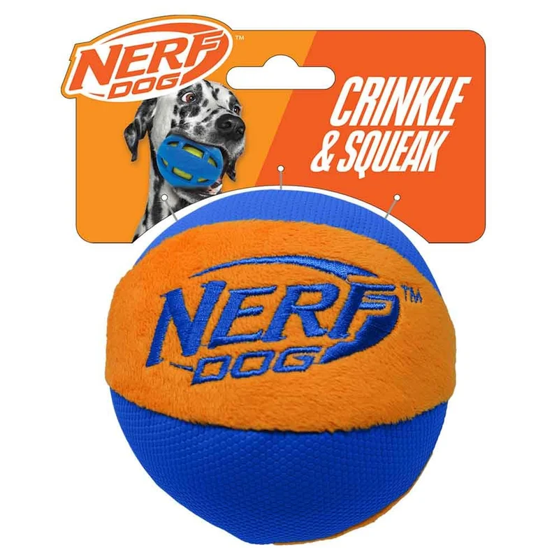 Jouet Nerf Dog Trackshot Ball – Balle interactive avec Siffement et Crunch, Léger, Durable et Étanche, 4,5 pouces, pour chiens moyens et grands
