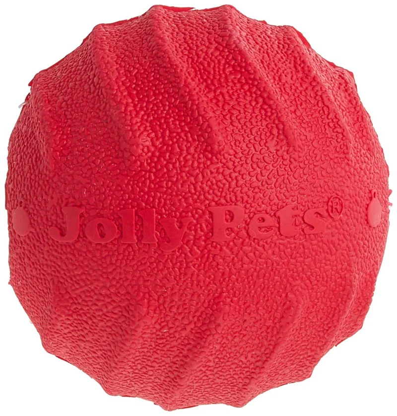 Jolly Pets Tuff Tosser – Balle Rebondissante 3 pouces Rouge, Jouet et Récipient de Friandises