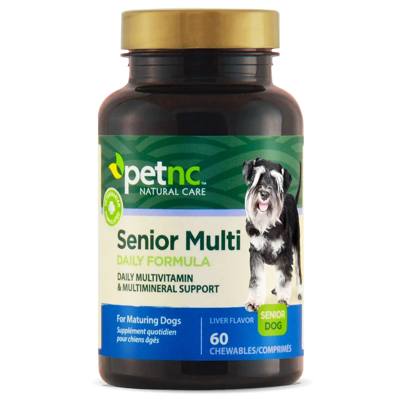 PetNC Natural Care Senior Multi Chewables – Multivitamines pour Chiens Seniors, Goût Foie, 60 Comprimés