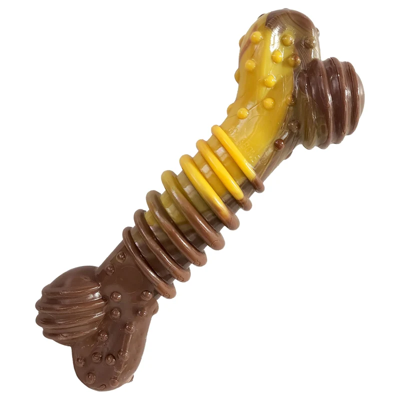 Nylabone Groove Os Puissant – Jouet dentaire robuste pour chiens moyens jusqu’à 35 lb