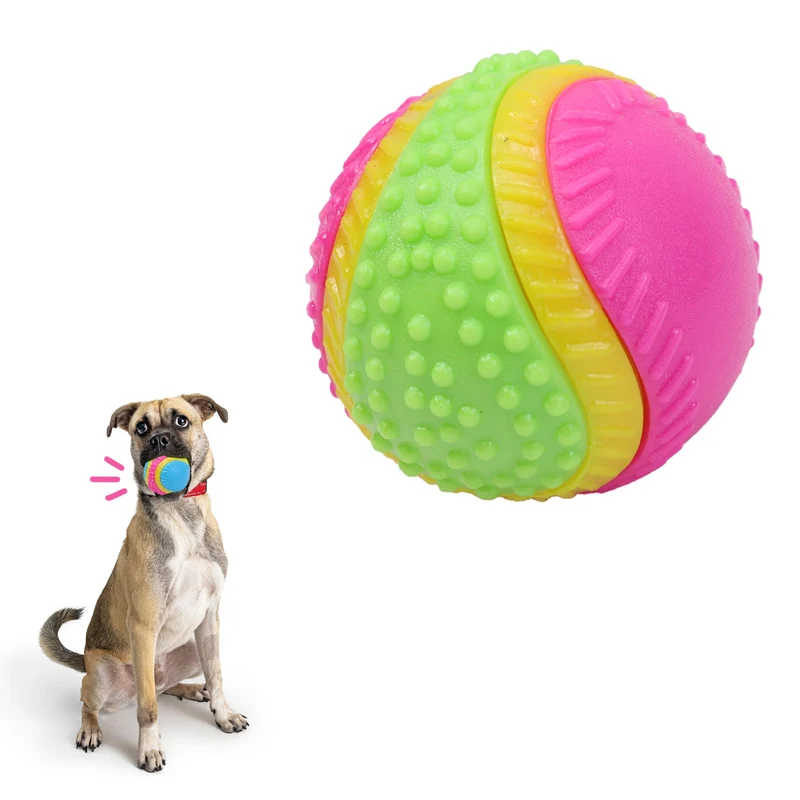 SPOT Balle Sensorielle pour Chiens Doux – Stimule les 5 sens, cloche et sifflet, goût boeuf, 2,5 pouces