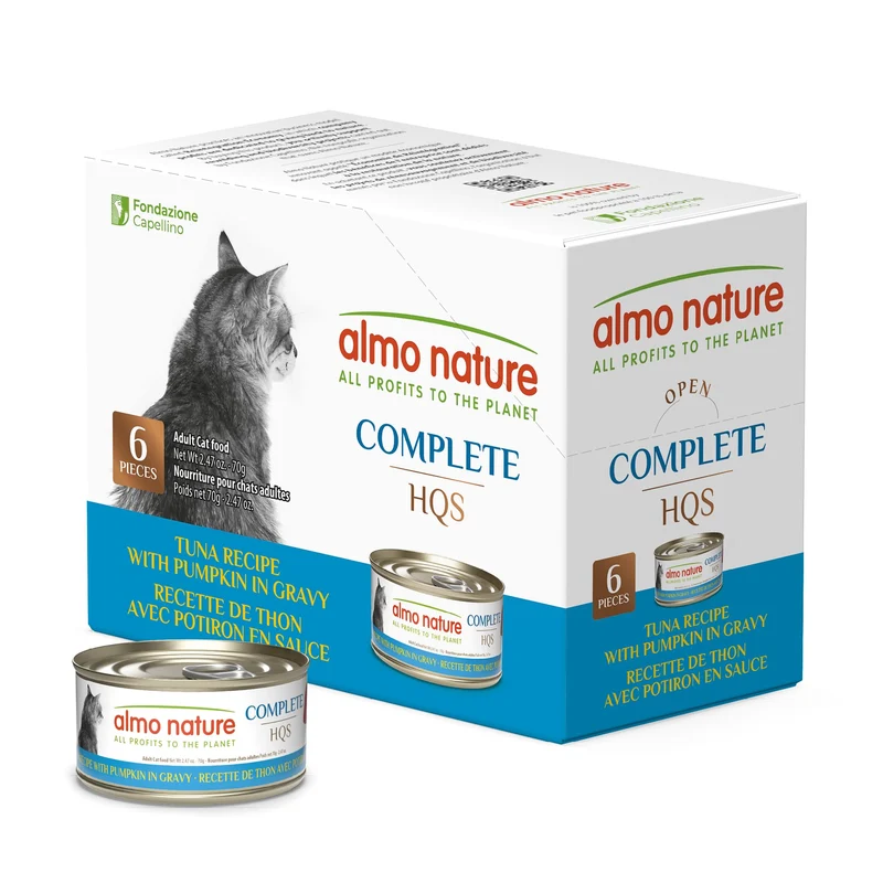 almo nature HQS Complète Aliment Humide pour Chat au Thon et Citrouille – Sans Céréales, Sans OGM – 70 g, Lot de 6