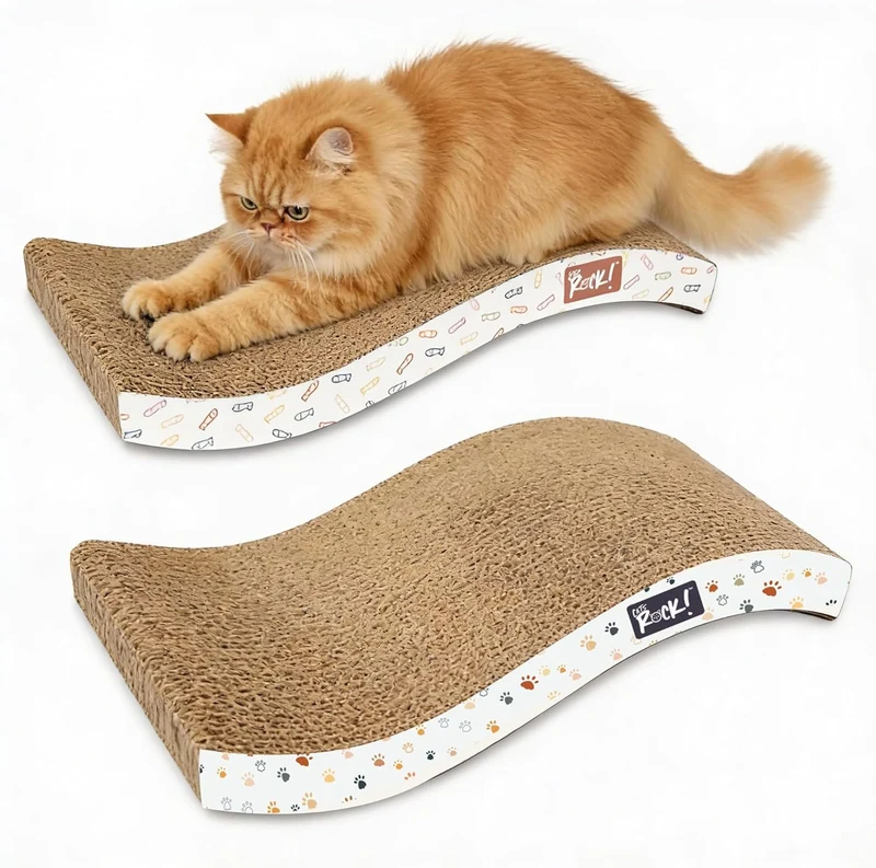 Cats Rock Grattoirs Indoor – Planche en Carton Double Face (Pack de 2) Design Léopard Ondulé