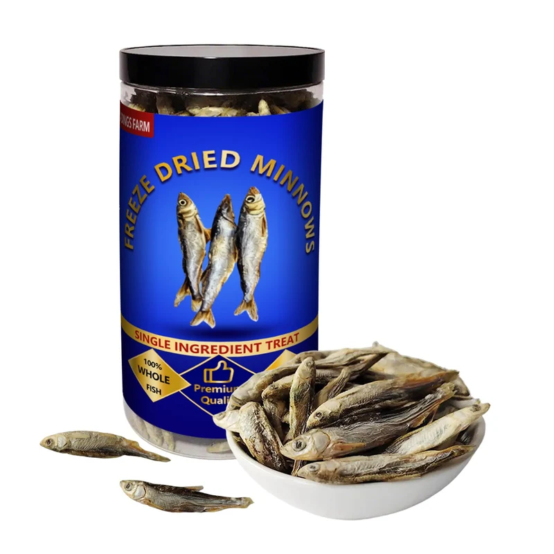 JADINGSFARM Minnows Lyophilisés – Friandises Protéinées Sans Céréales pour Chiens et Chats, En-cas et Garniture 5,7 oz (environ 161 g)
