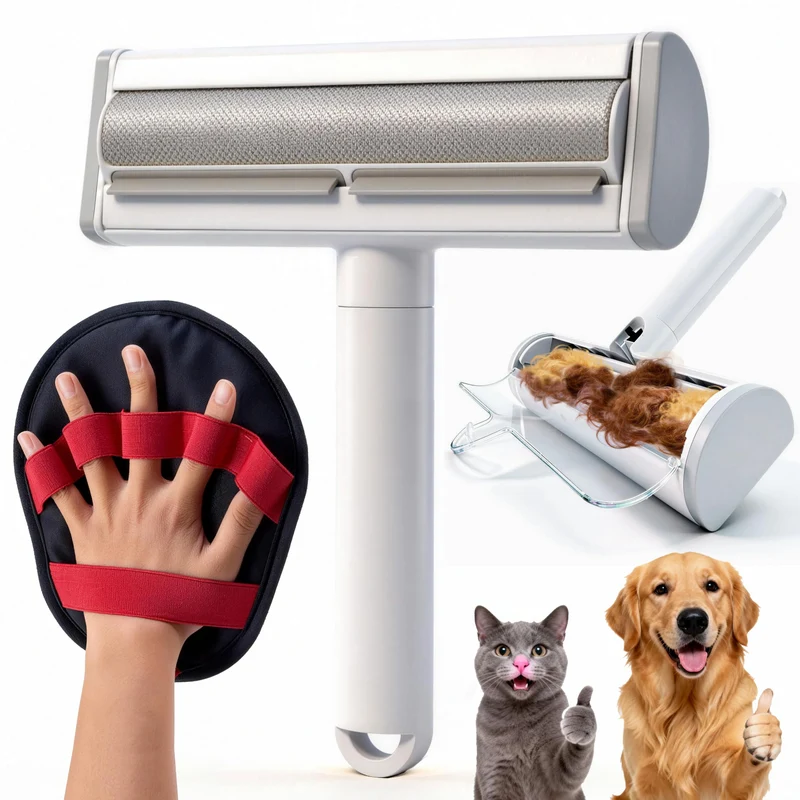 Yoioyms 2 en 1 : Gant électrostatique et rouleau réutilisable pour poils d’animaux