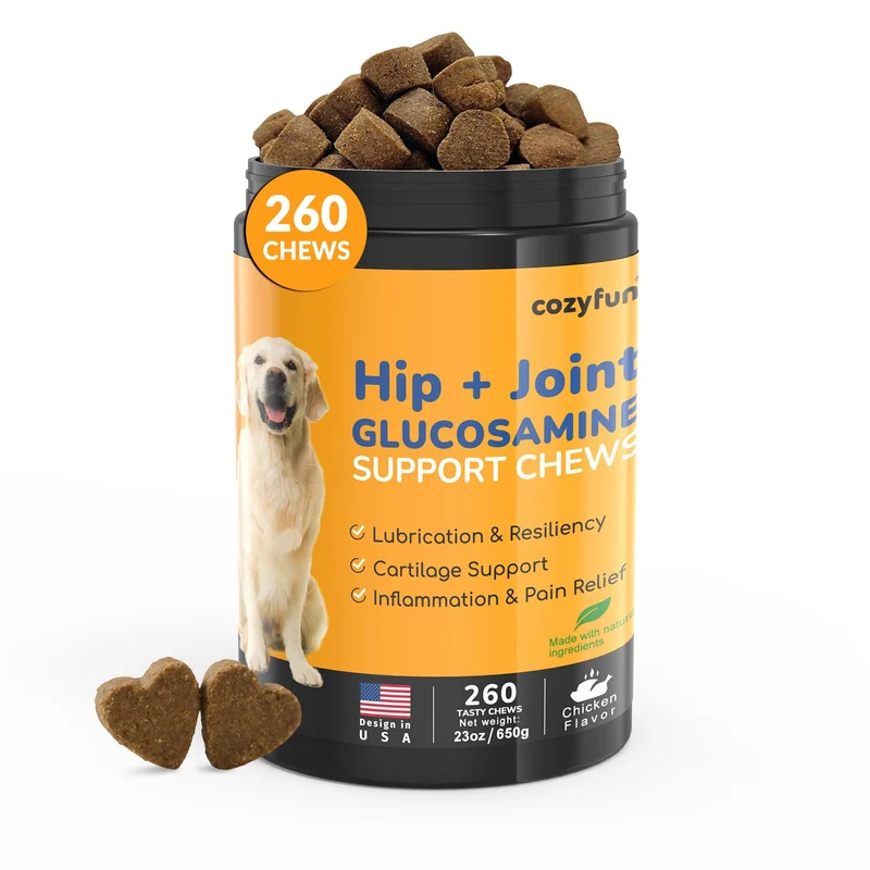 Cozyfun Glucosamine pour Chien – 260 comprimés, Oméga-3, Soutien des Articulations