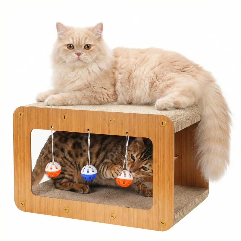 Avont Grattoir pour Chat – Maison 2-en-1, Carton à Griffes Double-Couche pour Chats d’Intérieur