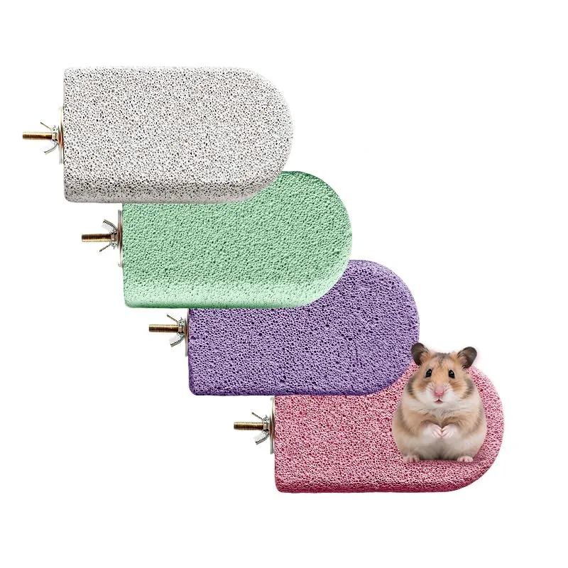 Eloslos – Lot de 4 Plateformes Lava Ledge Grand Modèle pour Petits Animaux (Chinchilla, Hamster, Perroquet) – 4 Couleurs Gris, Rose, Violet, Cyan