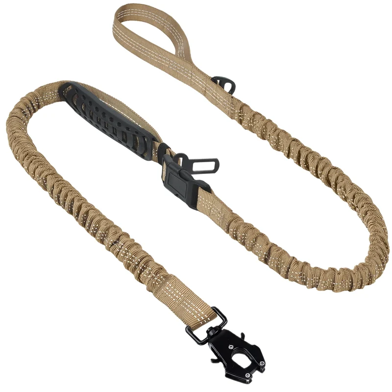 TwoEar Laisse Tactique pour Grand Chien – Bungee 4-7 pieds, Double Manche, Réfléchissante