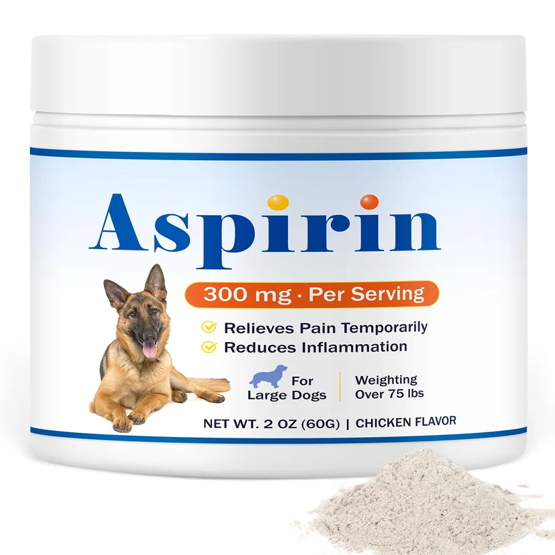 Happy Saffron Plus – Aspirine pour grands chiens (300 mg/portion) – Soutien des articulations, goût poulet, poudre 2 oz