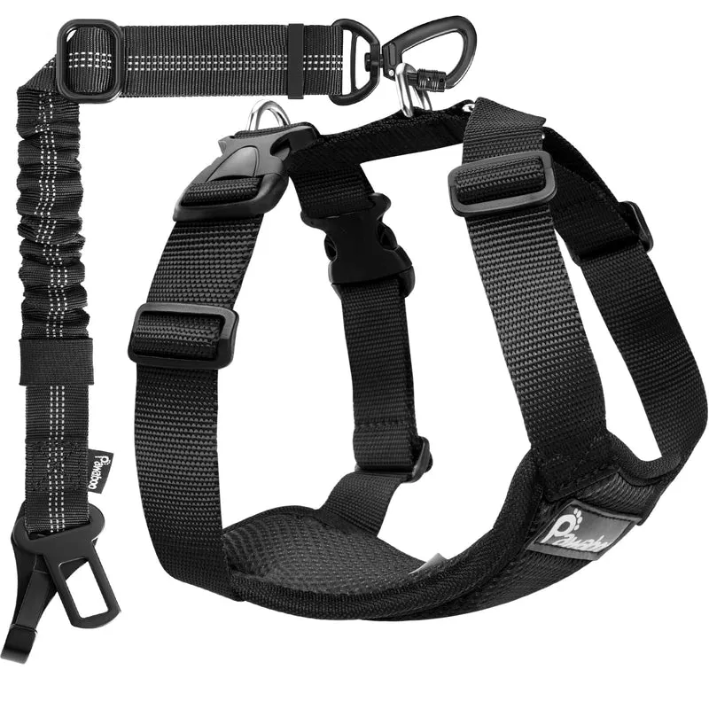 Harnais siège-auto Pawaboo pour chien – Doubles clips, mesh respirant et ajustable