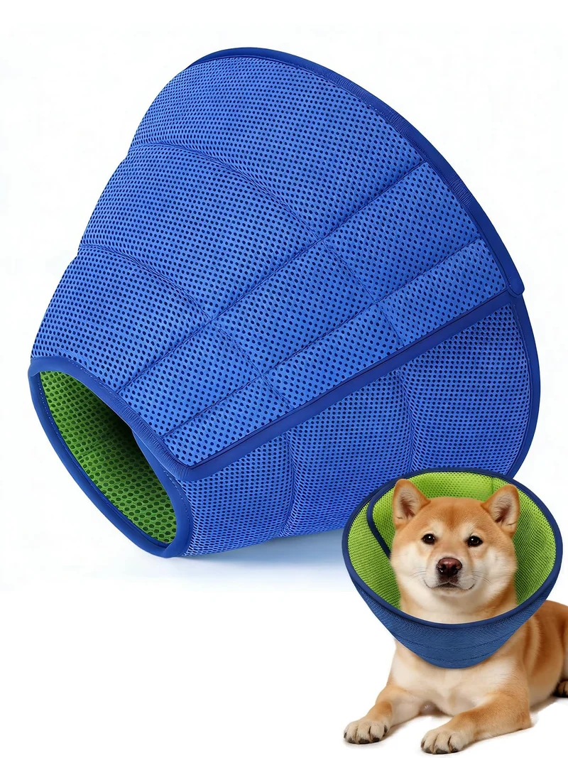 Runlight Collier Cone pour Chien – Confortable et Ajustable (Taille M, Vert/Bleu)