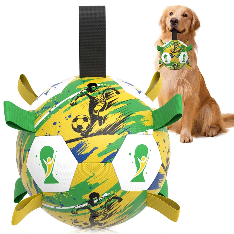 HETOO Ballon Chien avec Attaches — Ballon de Football Canin 20 cm pour Chiens Moyens à Grands – Thème Coupe du Monde 2026