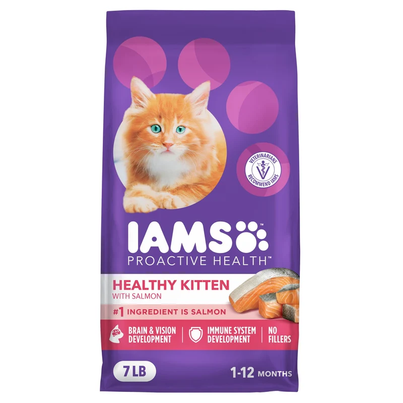 Croquettes IAMS Proactive Health pour Chaton – Saumon, Santé et Croissance, Sac de 7 lb