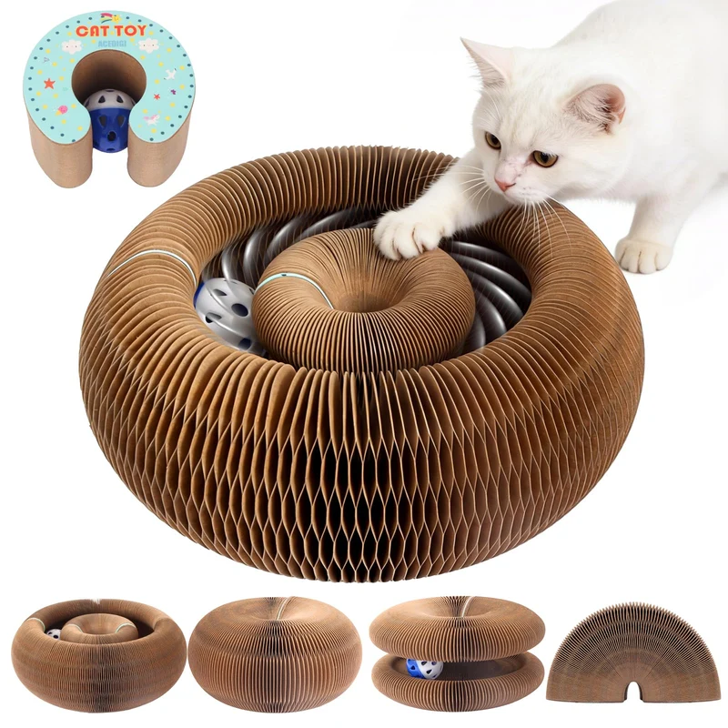 ACEDIGI Grattoir pour Chat Extensible — Planche à Griffes Magique et Accordéon, Jouet Intérieur Réversible (1 paquet)