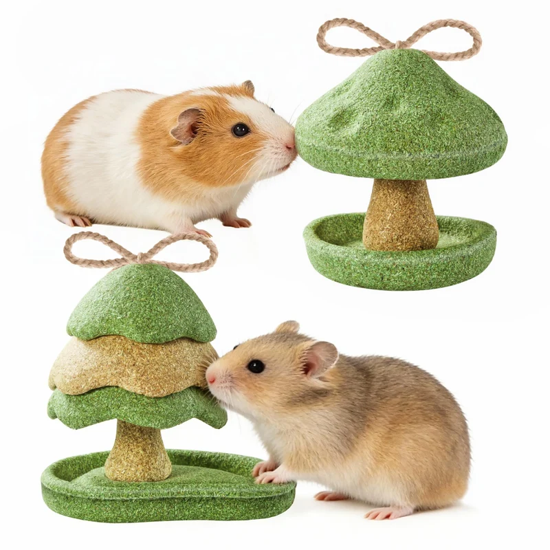 Rodizoo Lot de 2 Jouets à Mâcher pour Cobayes et Lapins — Foin de Timothy & Légumes Naturels, Décor Habitat