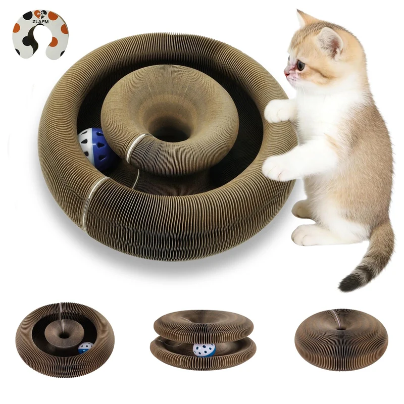 ZLAFM - Magic Organ Chat Grattoir Accordéon Pliable et Réversible - Jouet Interactif pour Chat d’Intérieur