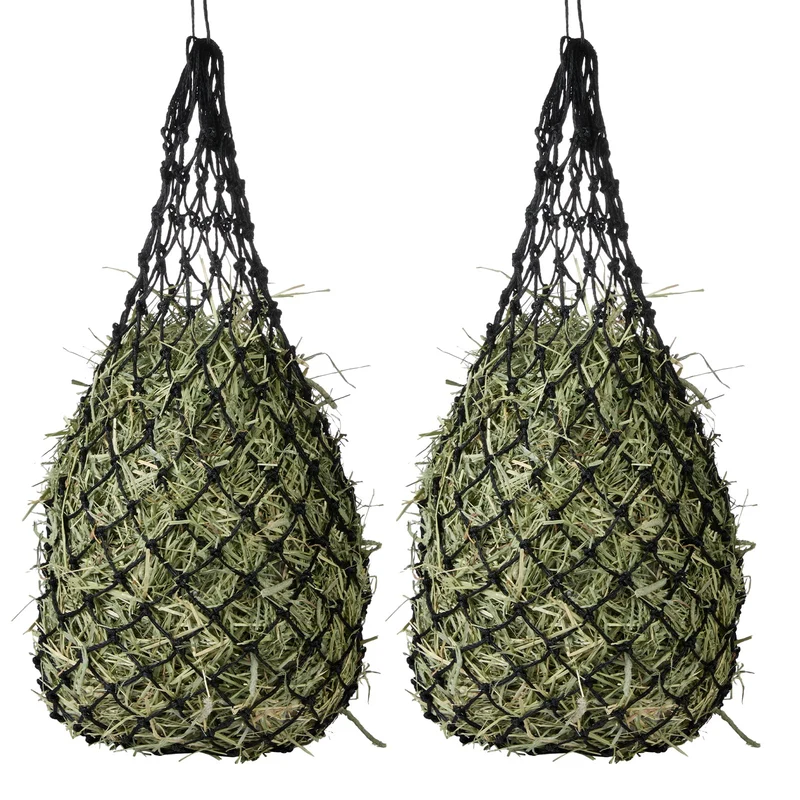 ADOEIAK Lot de 2 Sacs Foin Lent pour Chevaux et Chèvres – Trous de 5 cm et Attache Facile