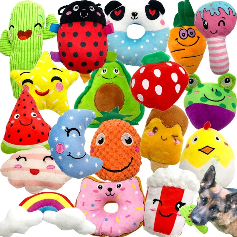 Jalousie – Lot de 18 Jouets Chiens Peluche Qui Couinent pour Petites et Moyennes Races | Achat en Gros