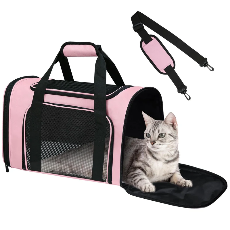 FOORLON Porte-chat Souple Rose – Transport en cabine jusqu’à 6,8 kg