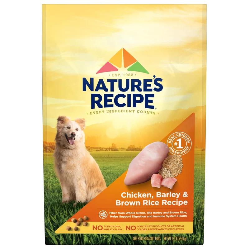 Nature’s Recipe Poulet, Orge & Riz Brun – Croquettes Chien Adulte 12 lb