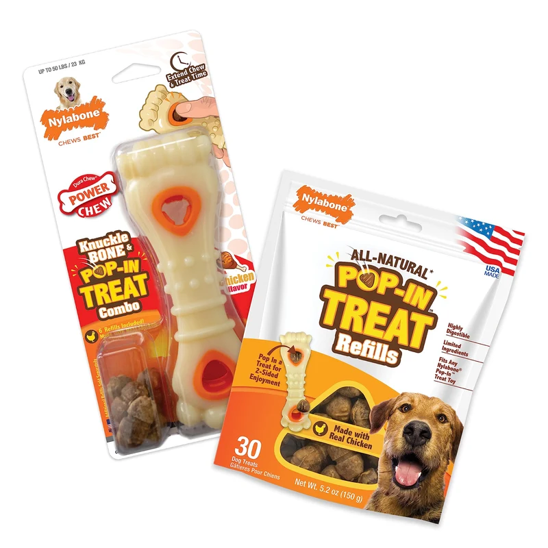 Nylabone Os du Poignet Pop-in – Jouet Durable et Friandises, Lot de 2, Pour Chiens Jusqu’à 50 lb