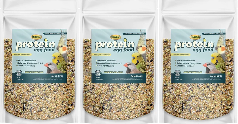 Higgins — Lot de 3 Aliments Protéinés à Base d’Oeufs pour Oiseaux, 0,5 kg chacun – Tous les Oiseaux