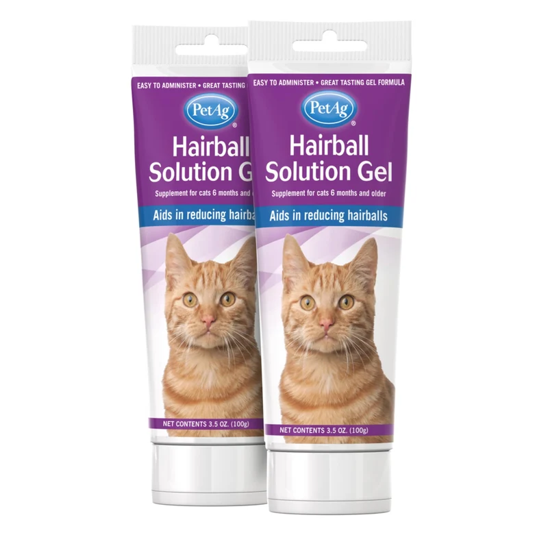 PetAg Gel Solution Boules de Poils pour Chats – 3,5 oz, Lot de 2 – Prévenir et réduire les boules de poils chez les chats de 6 mois et plus