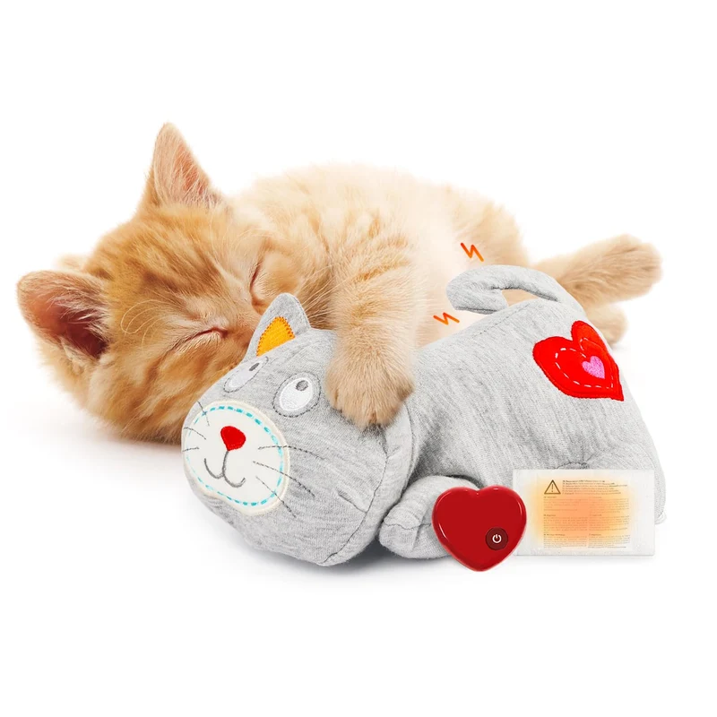 ALL FOR PAWS Doudou-chat Coeur Battant – Compagnon Calmant et Réaliste pour Chats et Chiens