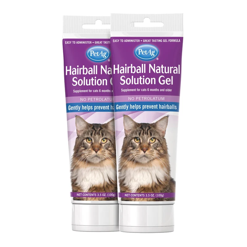 PetAg Hairball Natural Solution Gel pour chats — Pack de 2 (3,5 oz) — Sans petrolatum