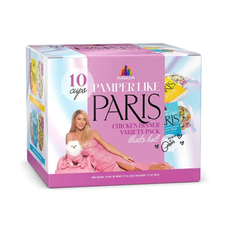 Weruva Pamper Like Paris – Nourriture humide naturelle pour chien au poulet en bouillon (Pack 10 × 2,75 oz)