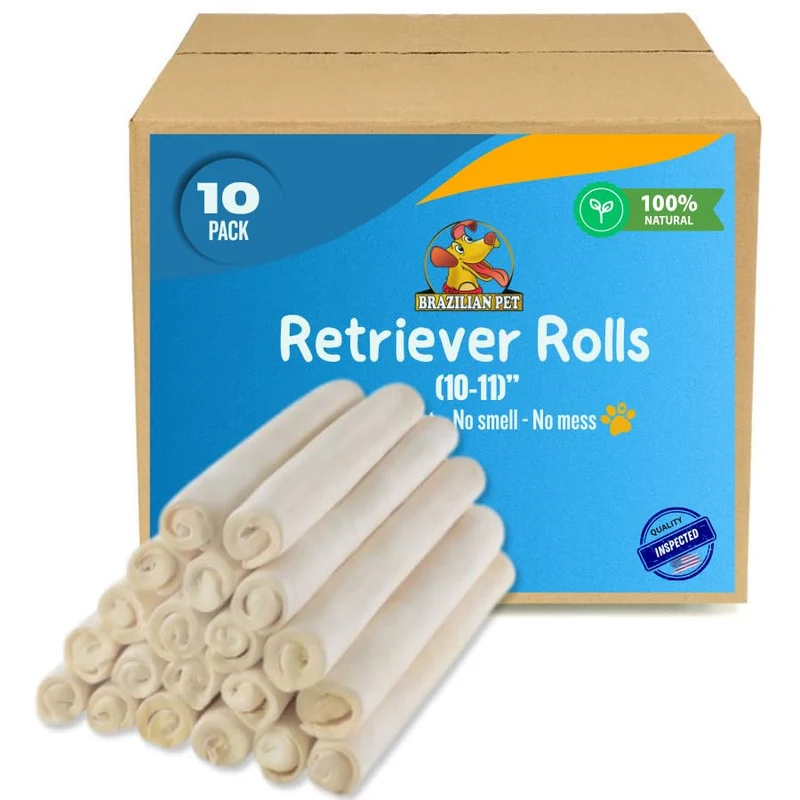 Brazilian Pet Premium – Rouleaux de mastication 10–11 po pour chiens, 100% naturels sans conservateurs