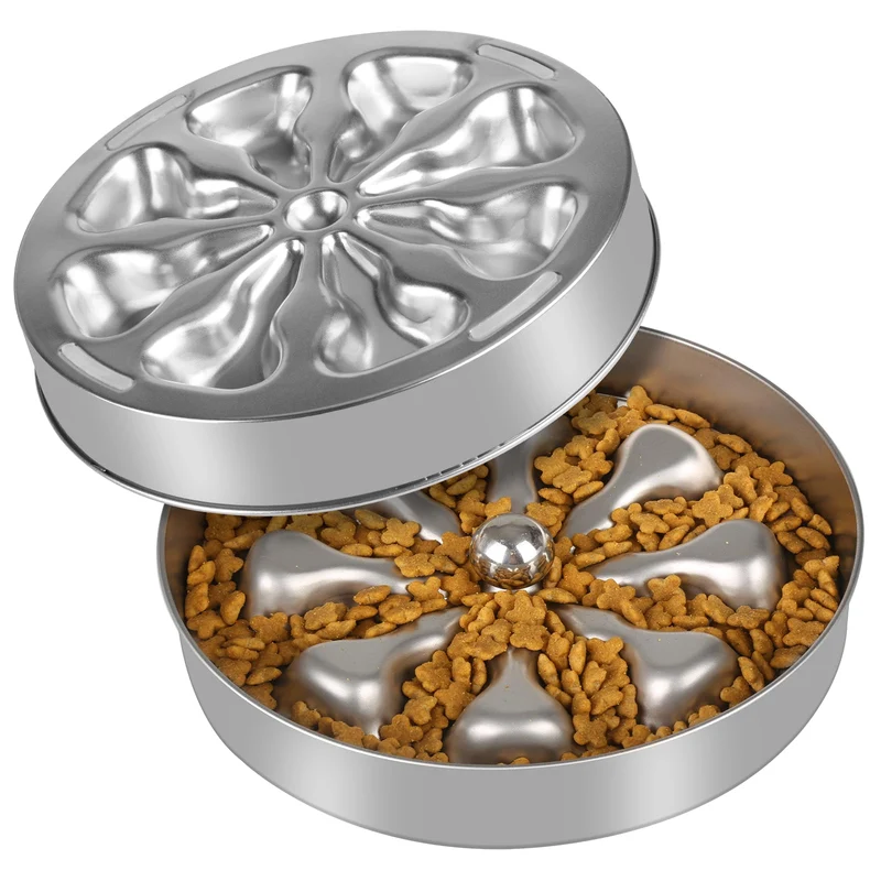 Oiwliur Bol Alimentateur Lent en Inox 304 – 5 Tasses, Anti-Glisse, Double Face