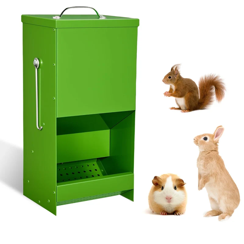 CCAENI Distributeur Automatique d'Aliments pour Lapin – Cuve galvanisée 2,27 kg (5 lb) Vert