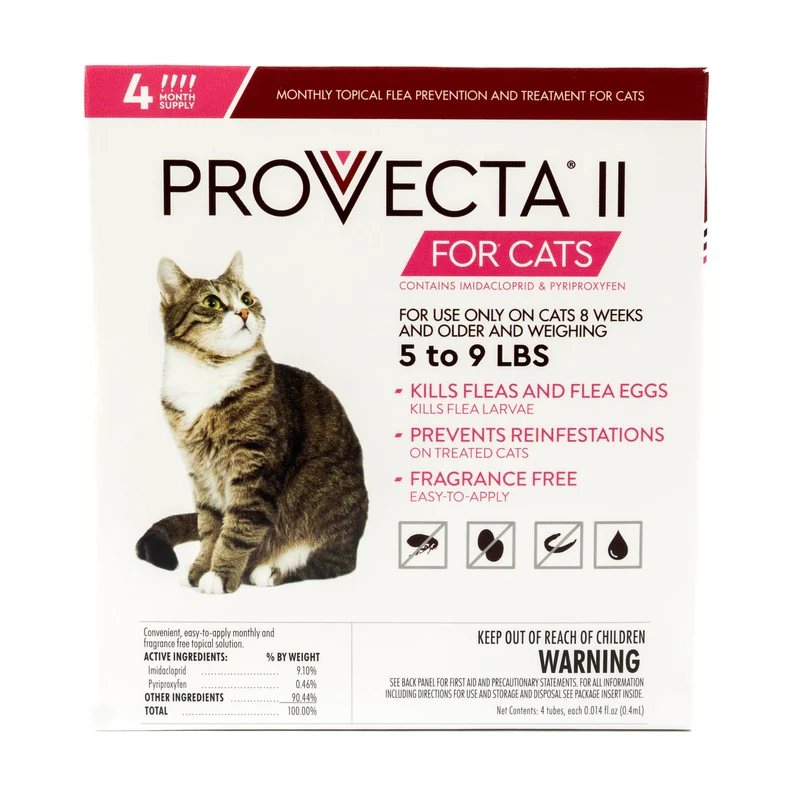 PROVECTA II pour Chatte Petite (5–9 lb) – Traitement Topique Puces et Tiques – Fourniture de 4 mois