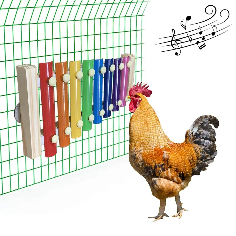 Vehomy Xylophone pour Poules – Jouet en Bois à 8 Touches pour Poulaillers