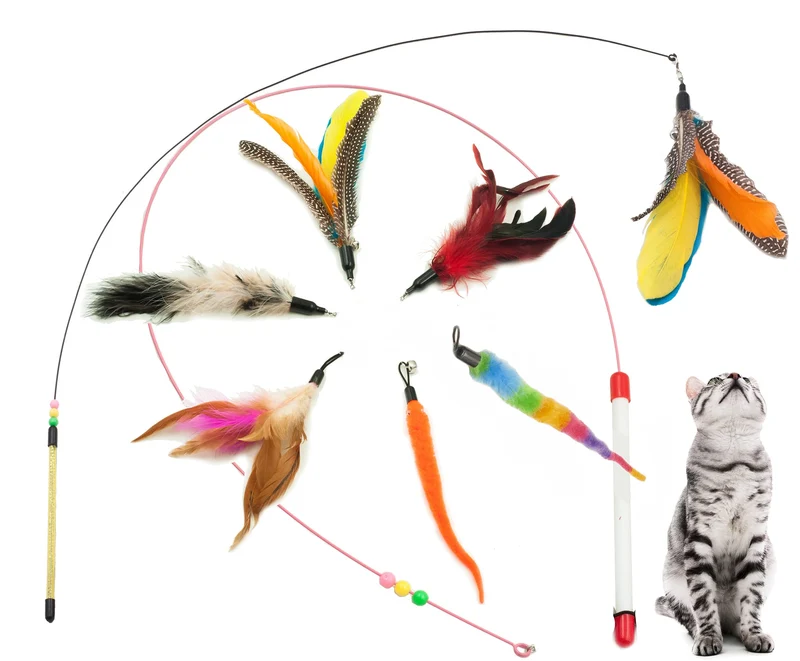 Fashion's Talk Baguettes-Fil à Plumes pour Chat – Jouet Teaser avec Pack Remplacement
