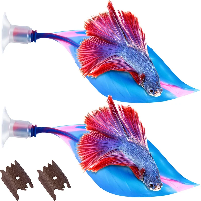 WILLBOND - 2 Pcs Hamac Feuille Bleue pour Betta, Repos Confortable et Décor d'Aquarium