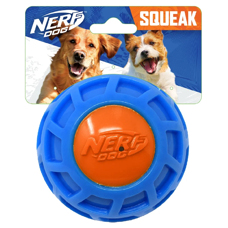 Nerf Dog Balle Sifflement 4in TPR EXO – Bleu/Orange, Grandes races