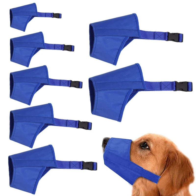 CILKUS Muselières pour Chiens – Ensemble 7 Tailles Ajustables et Respirantes Bleu
