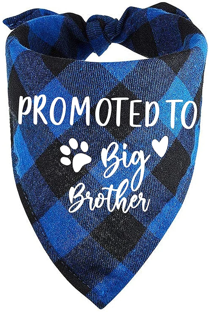 Bandana Chien Bleu à Carreaux YROVWENQ — Bandana Triangle en Coton