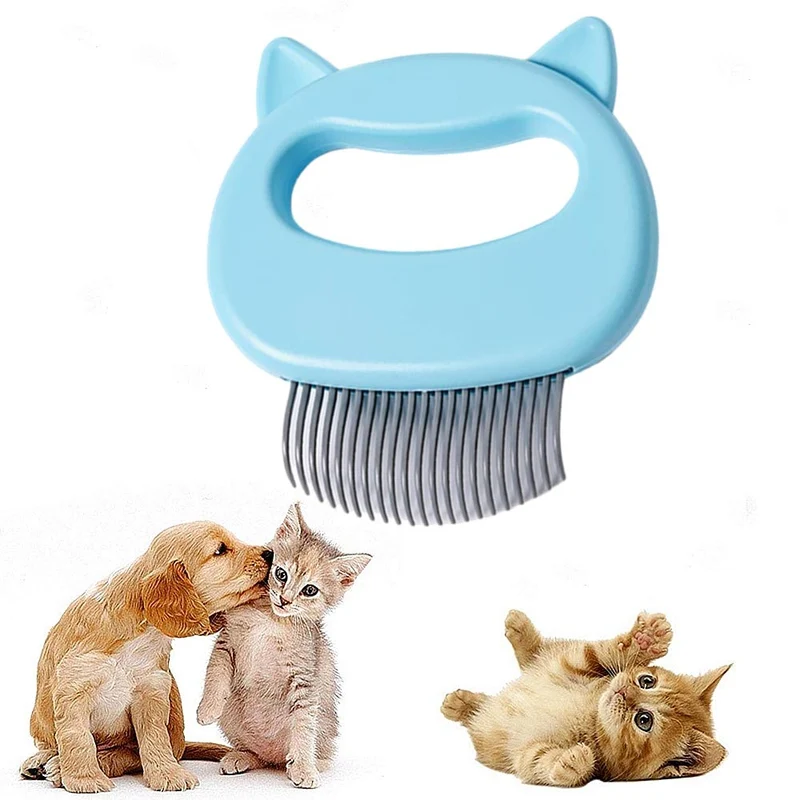 Ameliade – Peigne Chat 2-en-1 Massage et Déshairage pour Pelage Sain (Bleu)