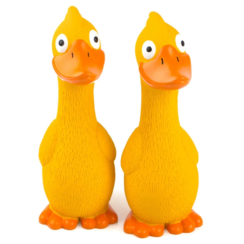 CHIWAVA Duo Canards Jaunes en Latex — Jouet Siffle 7,9 pouces pour Chiens Petits et Moyens