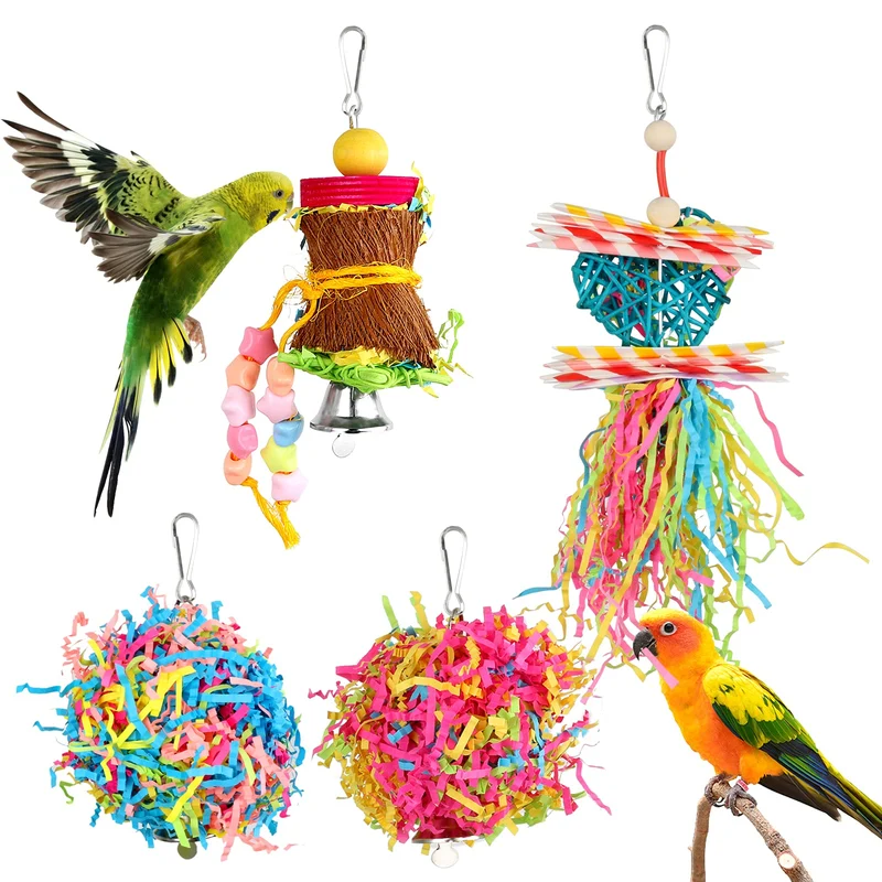 YUEPET – Lot de 4 Jouets Grignotage pour Petits Oiseaux (Calopsittes, Perruchettes, Lovebirds)
