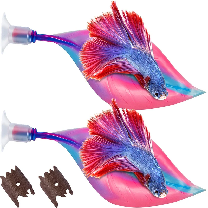 WILLBOND: 2 hamacs-feuilles en silicone pour Betta – Repos confortable et déco d’aquarium