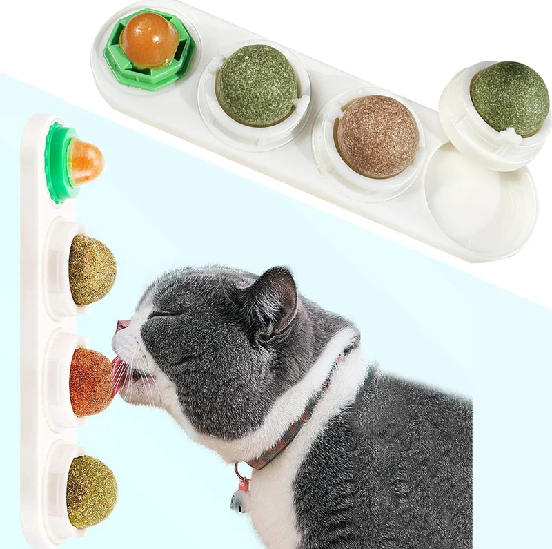 STARROAD-TIM Balles Catnip – Jouet pour Chats Rotatif et Comestible, Adhésif Naturel (Blanc)