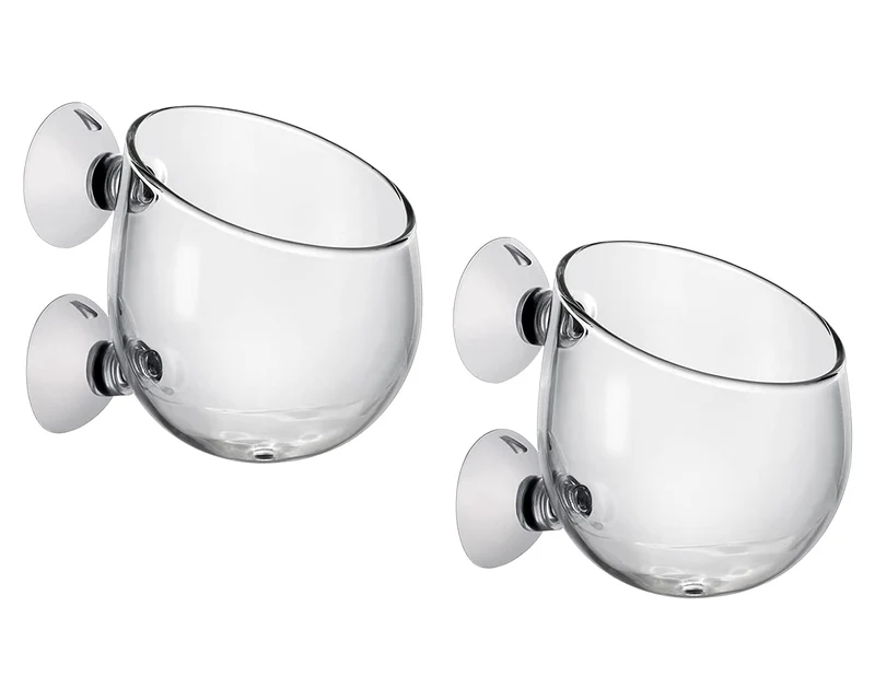 DS. DISTINCTIVE STYLE Tasses Plantes Aquatiques en Verre Cristal – Lot de 2 avec Ventouses