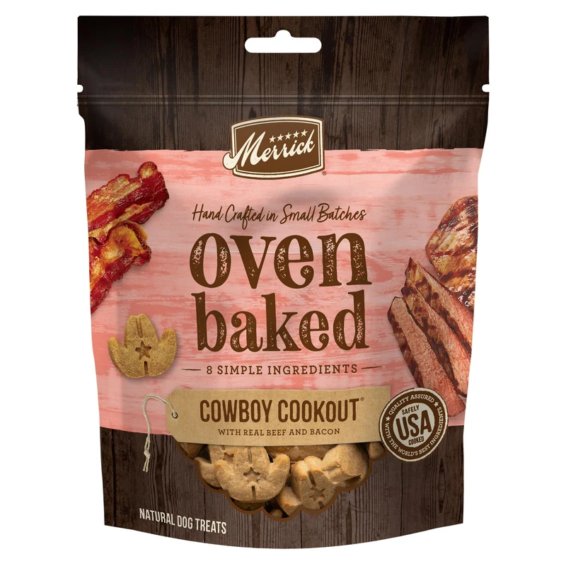 Merrick Cowboy Cookout – Friandises pour chien, croquettes cuites au four au bœuf et bacon, 11 oz