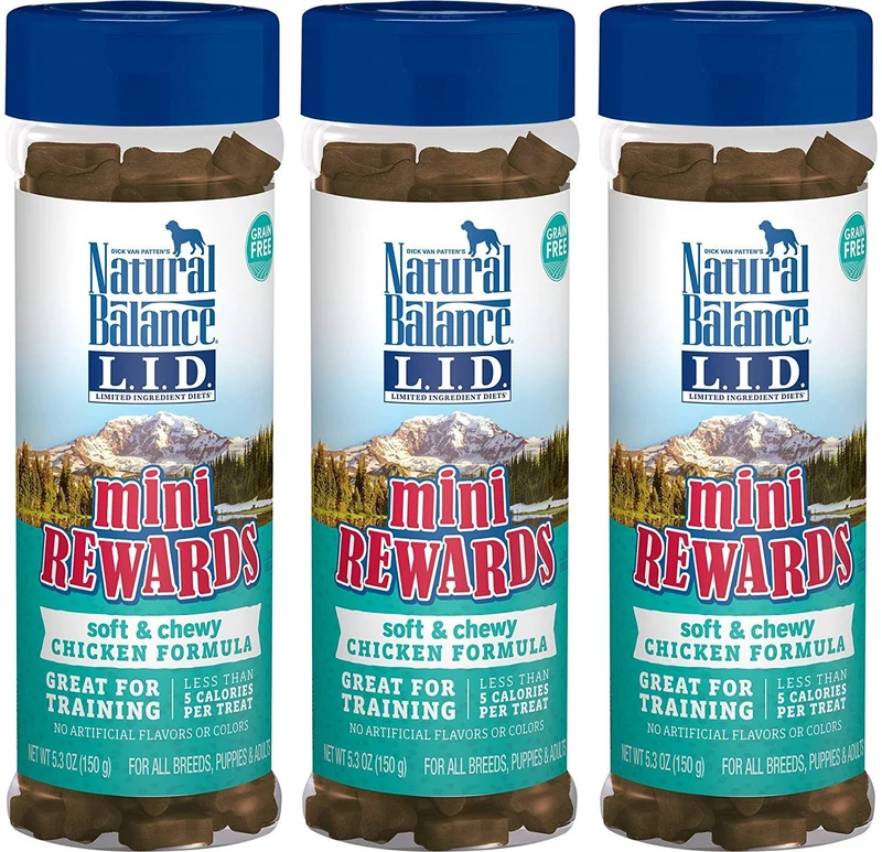 Natural Balance Friandises Mini Rewards pour Chiens – Poulet, Ingrédients Limités, 3 × 5,3 oz